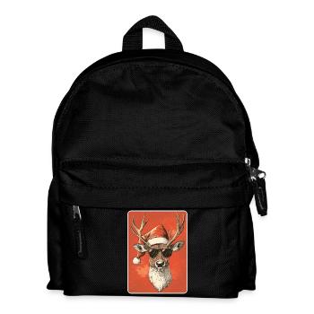 Rentier Hirsch Geweih Reindeer Vintage Weihnachten - Kinder Rucksack - Schwarz - Vorne