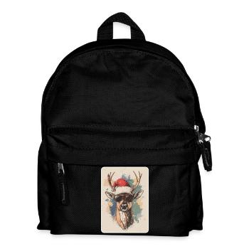 Rentier Hirsch Geweih Reindeer Vintage Weihnachten - Kinder Rucksack - Schwarz - Vorne