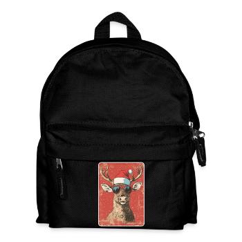 Rentier Hirsch Geweih Reindeer Vintage Weihnachten - Kinder Rucksack - Schwarz - Vorne