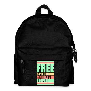 Free Speech Markets People Libertär Freiheit Logo - Kinder Rucksack - Schwarz - Vorne