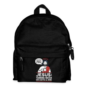 Jesus Coffee Miracle Graphic - Kids' Backpack - black - Front