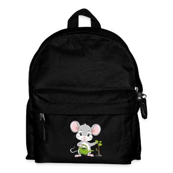Une mignonne petite souris arrose la plante - Sac à dos Enfant - noir - Devant