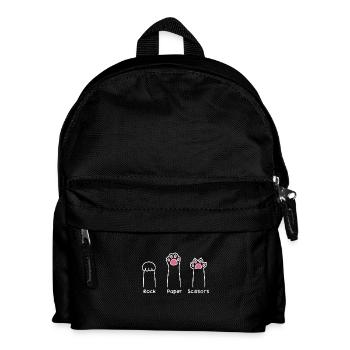 Stein, Papier, Schere, Handspiel, niedliche Pfote, lustige Katze - Kinder Rucksack - Schwarz - Vorne