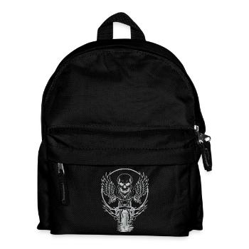 Crâne sur moto avec des ailes - Sac à dos Enfant - noir - Devant