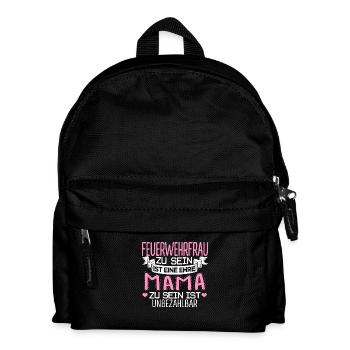 FEUERWEHRFRAU - Mama sein ist unbezahlbar - Kinder Rucksack - Schwarz - Vorne