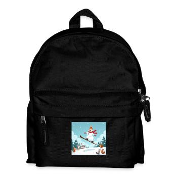 Winter adventure with the snowman – ski jumping - Kids' Backpack - black - Front