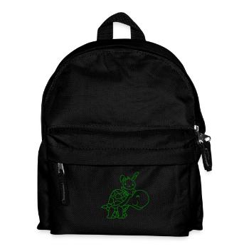 Bunny Big Giant Turtle Riding Waving Cute - Kids' Backpack - black - Front