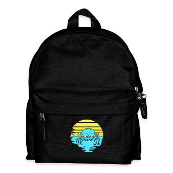 Oktopus Meer Sonnenuntergang Strand Urlaub Linien - Kinder Rucksack - Schwarz - Vorne