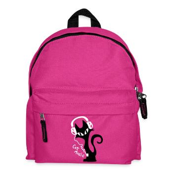 Cat Katzen Musik Headphones Kopfhörer Musik - Kinder Rucksack - Fuchsia - Vorne