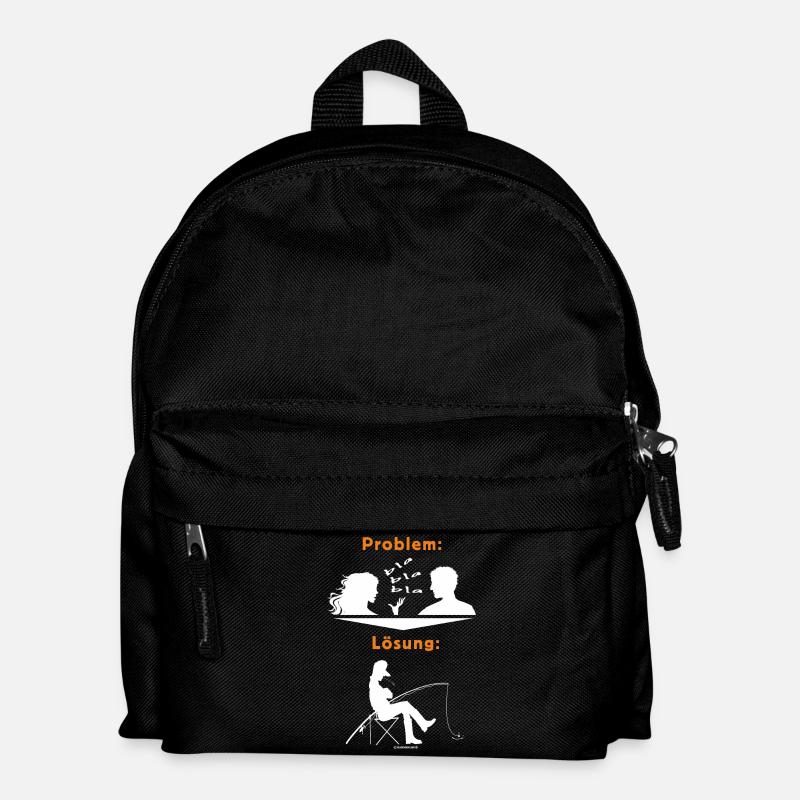 FID - Angler lösen Probleme so - FRAU bla bla bla - Kinder Rucksack - Schwarz