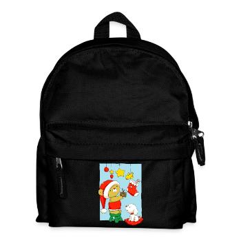 Christmas Bear doing Christmas decorations - Sac à dos Enfant - noir - Devant