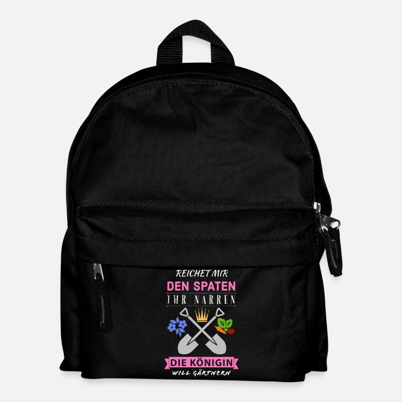 Reichet mir den Spaten Königin Gärtnern Spruch - Kinder Rucksack - Schwarz