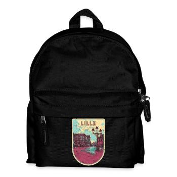 Badge retro, Lille France est ma ville natale - Sac à dos Enfant - noir - Devant