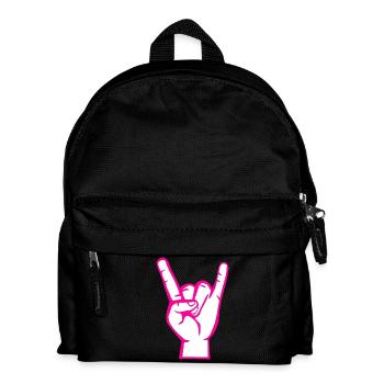 Hand with Rock- Metal -Satan Symbol Pink - Kids' Backpack - black - Front