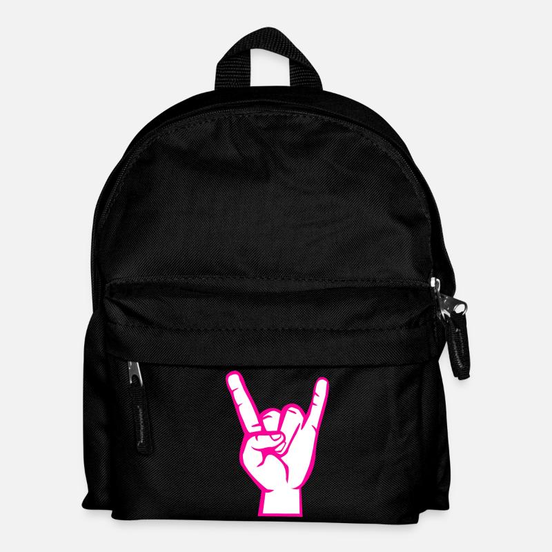 Hand mit Rock- Metal -Satan Symbol Pink - Kinder Rucksack - Schwarz