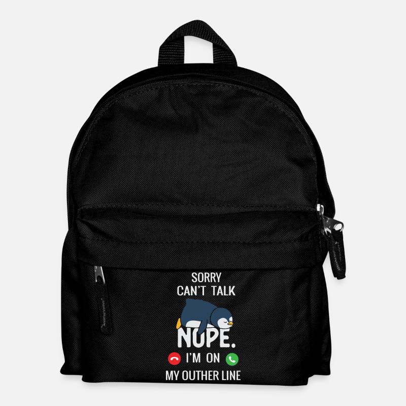 Niedlicher Pinguin Sleepy Callout Design - Kinder Rucksack - Schwarz