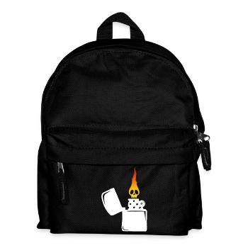 crâne enflammé et briquet blanc - Sac à dos Enfant - noir - Devant