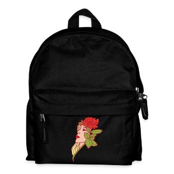 Die Frau und die Rose - Kinder Rucksack - Schwarz - Vorne