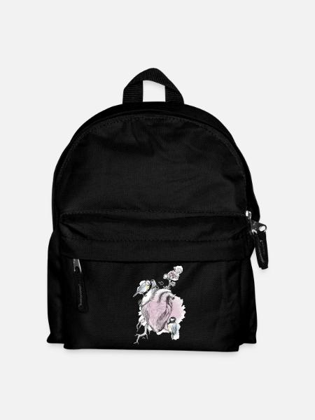 Meisen und Herz - Kinder Rucksack - Schwarz