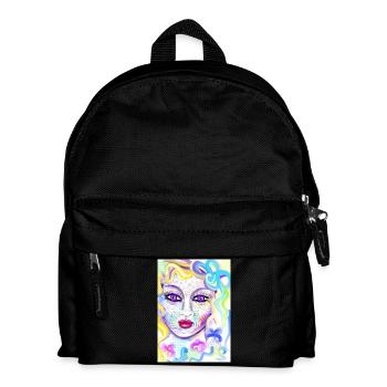 Farbenfrohe Fantasieporträtdesign - Kinder Rucksack - Schwarz - Vorne