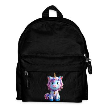 Colorful 3D Unicorn - Kids' Backpack - black - Front