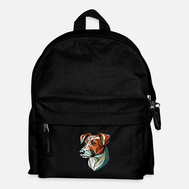 Geometrischer Jack Russel Hundekopf, Polygon Kunst - Kinder Rucksack - Schwarz