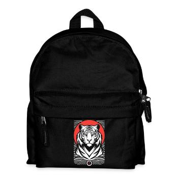 Tiger, red white Japanese print style - Kids' Backpack - black - Front
