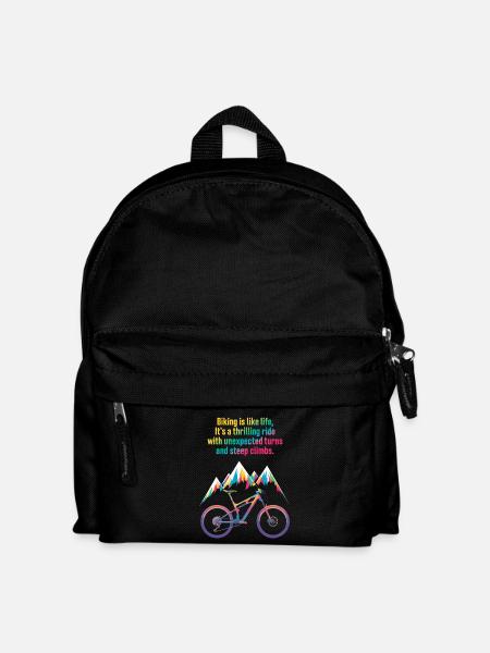 Lebendiges Mountainbike-Zitat-Design - Kinder Rucksack - Schwarz