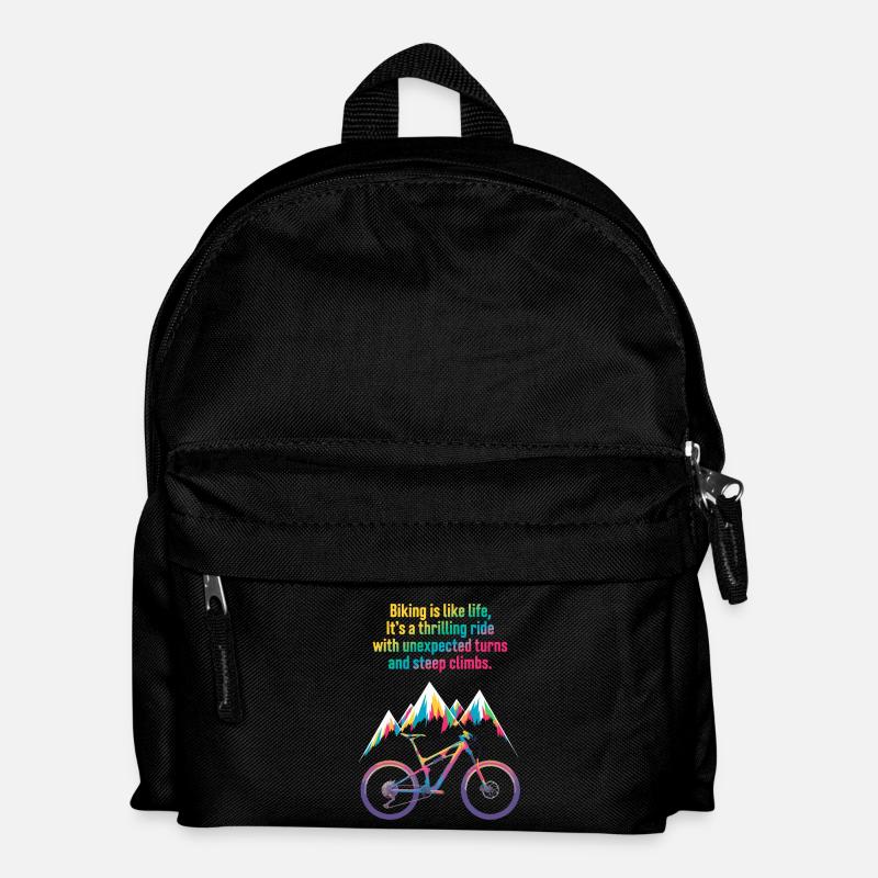 Lebendiges Mountainbike-Zitat-Design - Kinder Rucksack - Schwarz