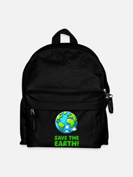 Earth Planet Save the Earth - Kids' Backpack - black