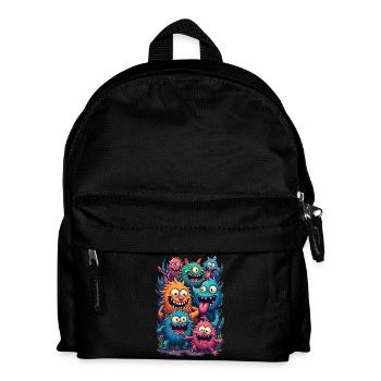 Glückliche Monsterfamilie - Kinder Rucksack - Schwarz - Vorne