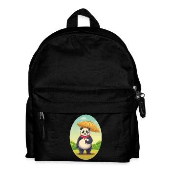 Charmanter Panda mit Regenschirm - Kinder Rucksack - Schwarz - Vorne
