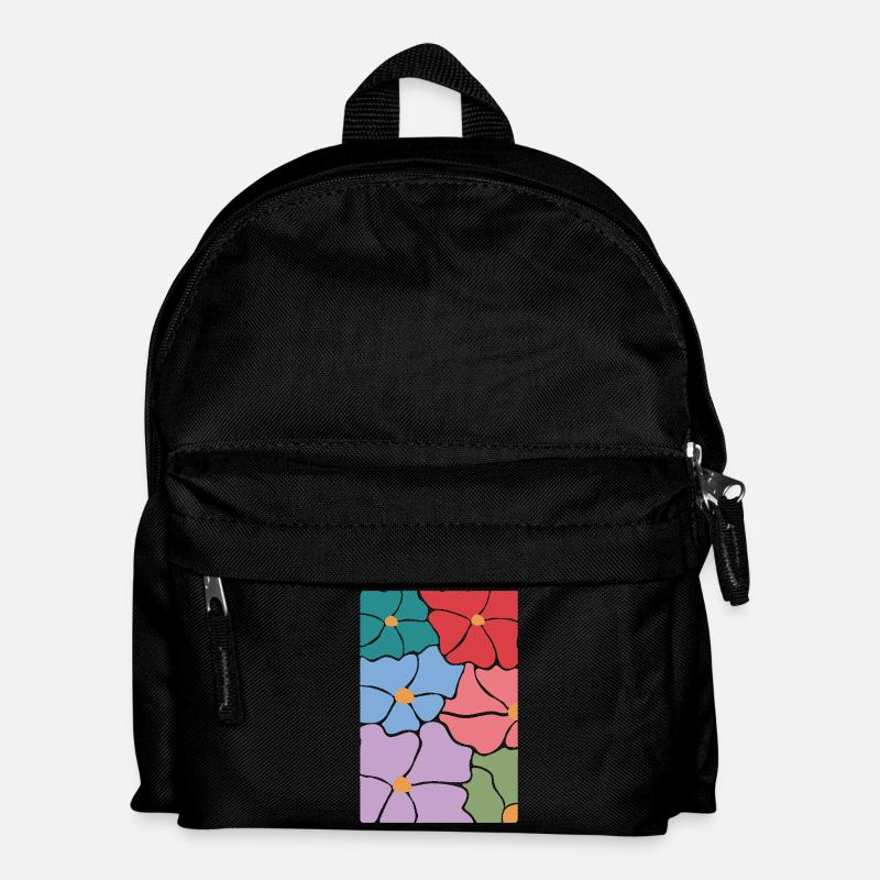 Boho Flora Blumen - Kinder Rucksack - Schwarz