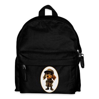 Detektiv Hund - Kinder Rucksack - Schwarz - Vorne