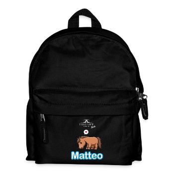 Falkenhof Matteo Comic Pferd - Kinder Rucksack - Schwarz - Vorne