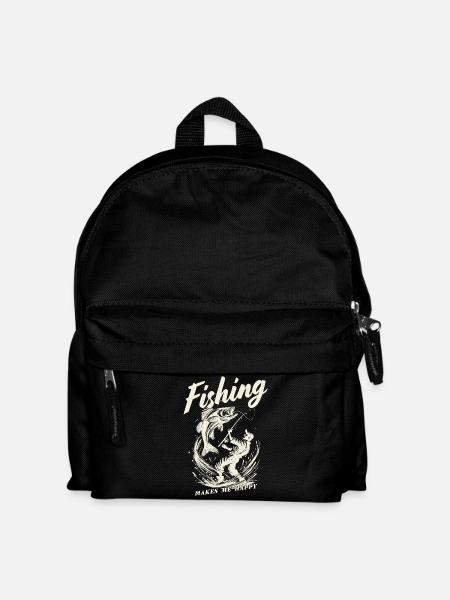 Fishing makes me happy - Kinder Rucksack - Schwarz