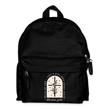 Christliches Mädchen lustig Jesus zitiert schwarzes Kreuz - Kinder Rucksack - Schwarz - Vorne