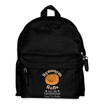Whimsical Cinnamon Roll Typography Design - Kids' Backpack - black - Front