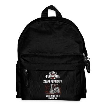 Der verrückte Staplerfahrer Ironie Motiv - Kinder Rucksack - Schwarz - Vorne