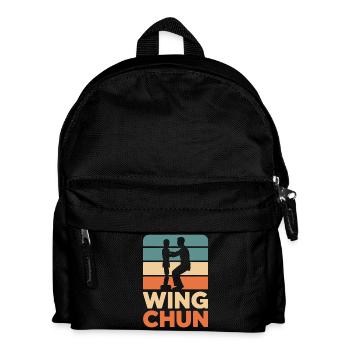 Wing Chun Retro-Silhouette - Kinder Rucksack - Schwarz - Vorne