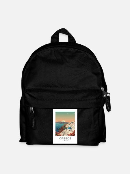 Santorini Sunset Coastal View - Kids' Backpack - black
