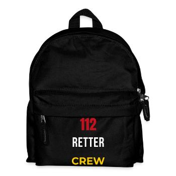 112 Retter Crew – Feuerwehr & Blaulicht Team - Kinder Rucksack - Schwarz - Vorne