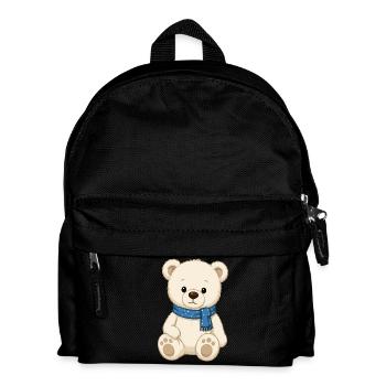 Kuschelteddy mit blauem Schal - Kinder Rucksack - Schwarz - Vorne