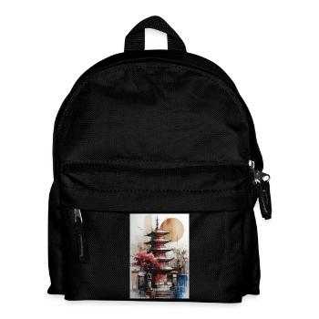 Zen Sun Watercolor Pagoda - Kids' Backpack - black - Front