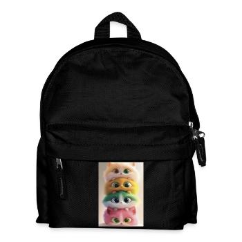 Stacked Rainbow Plush Cats - Kids' Backpack - black - Front