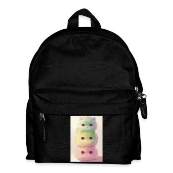 Pastel Cat in Rainbow Pile - Kids' Backpack - black - Front