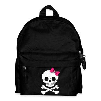 Cute skull with pink bow - Kids' Backpack - black - Front