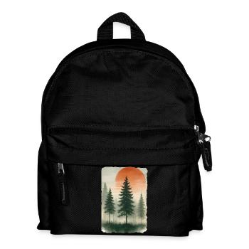 Vintage Forest Sunset Watercolor - Kids' Backpack - black - Front