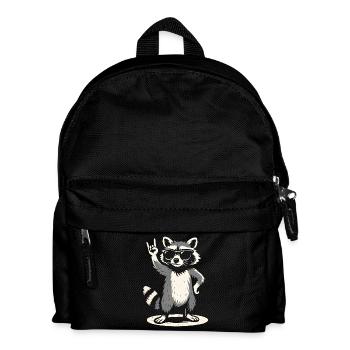 Rock Musik Waschbär Lustig Humor Geschenkidee - Kinder Rucksack - Schwarz - Vorne