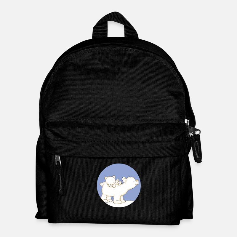 Baby Polar Bear with Dad - Kinder Rucksack - Schwarz